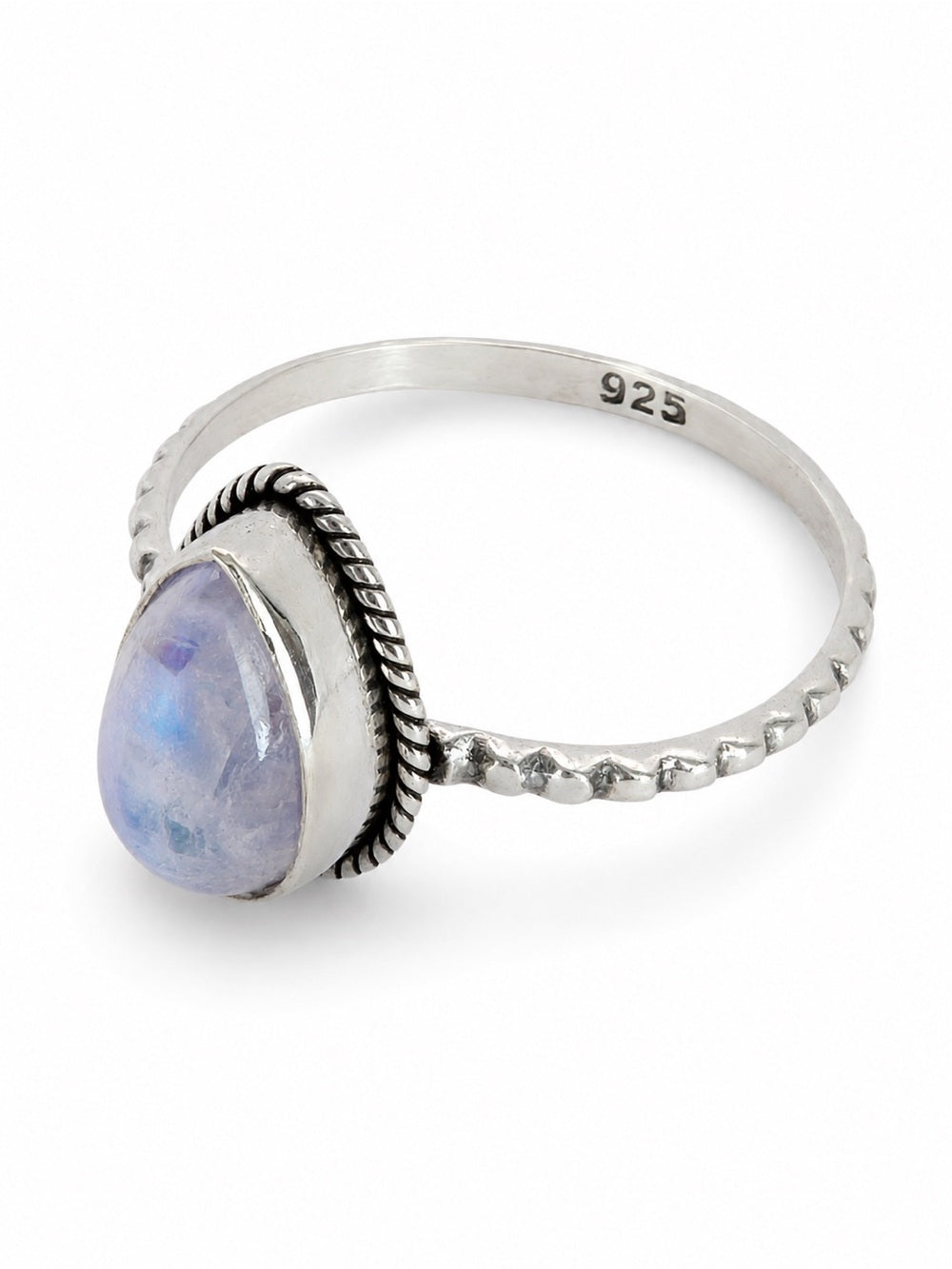 Rainbow Moonstone Teardrop Ring