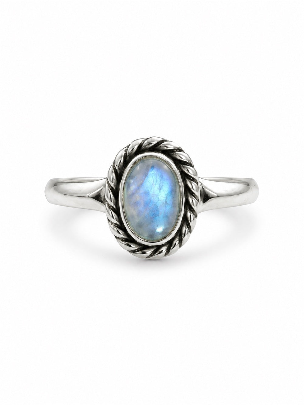 Moonstone Braided Oval Stacker Ring