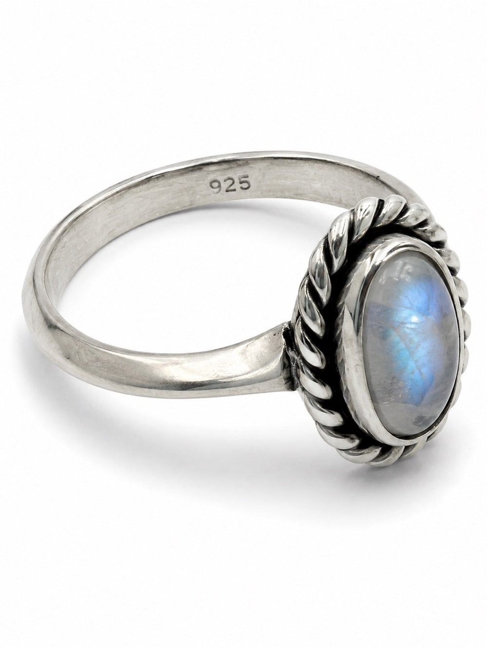 Moonstone Braided Oval Stacker Ring