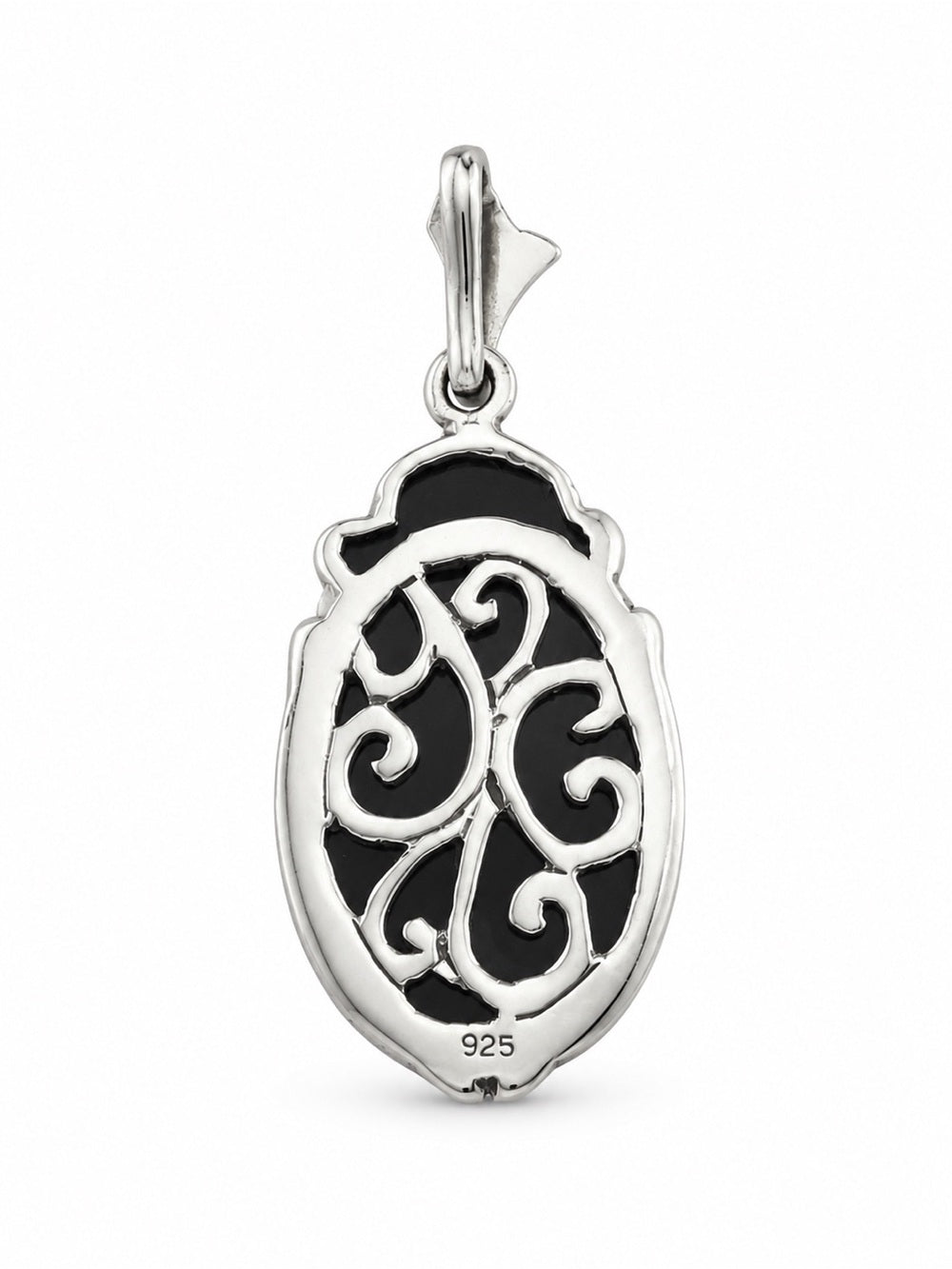 Fire Opal Marcasite Oval Pendant