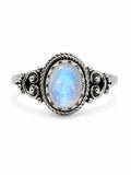 Rainbow Moonstone Braided Oval Ring