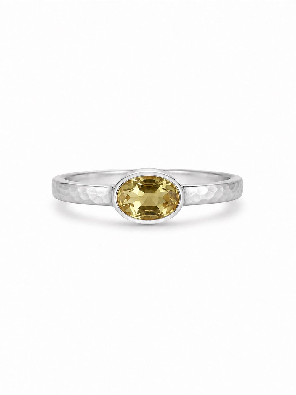 Citrine Hammered East West Ring