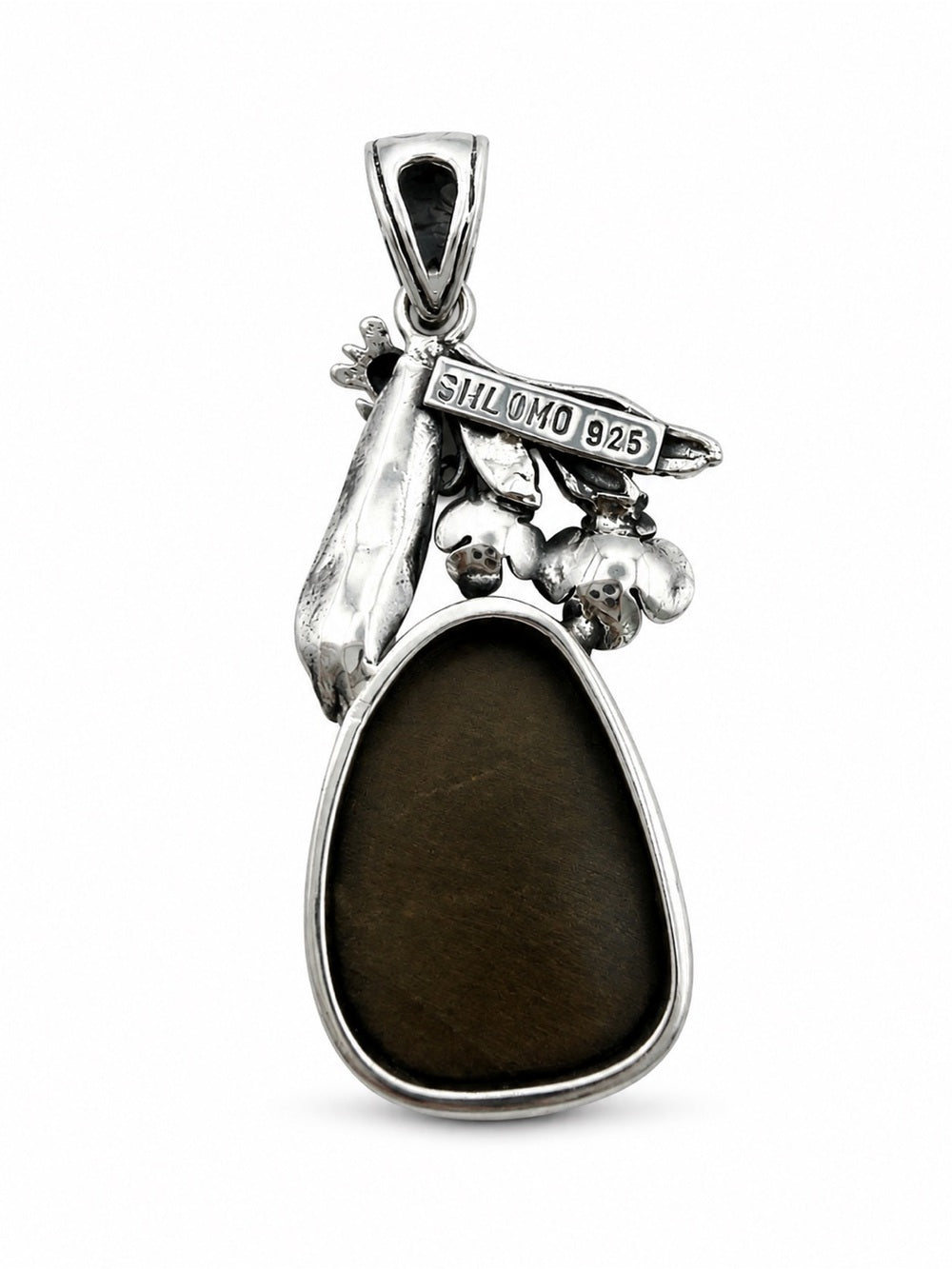 Freeform Amolite Floral Turtle Pendant