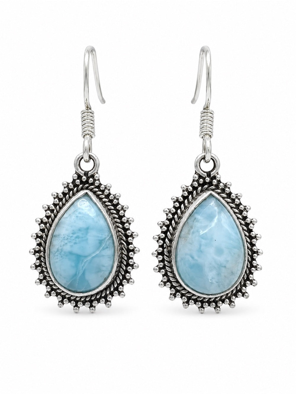 Larimar Bubble Teardrop Hook Earrings