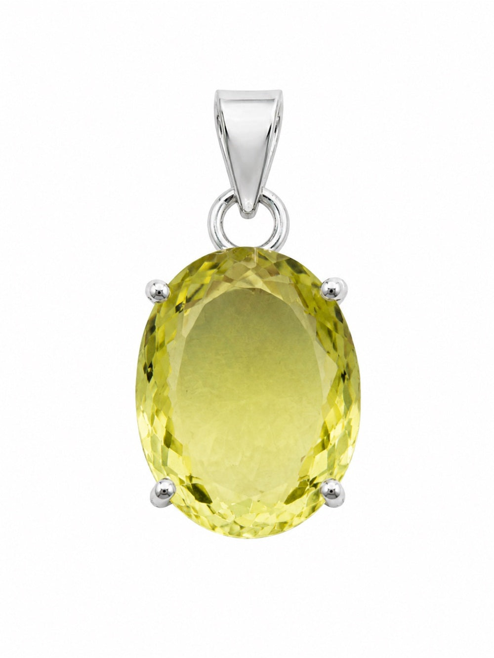 Lemon Quartz Oval-Cut Pendant