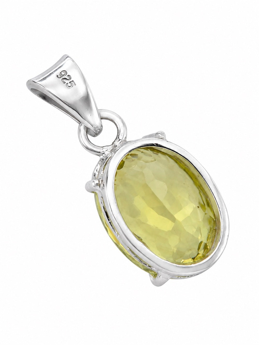 Lemon Quartz Oval-Cut Pendant