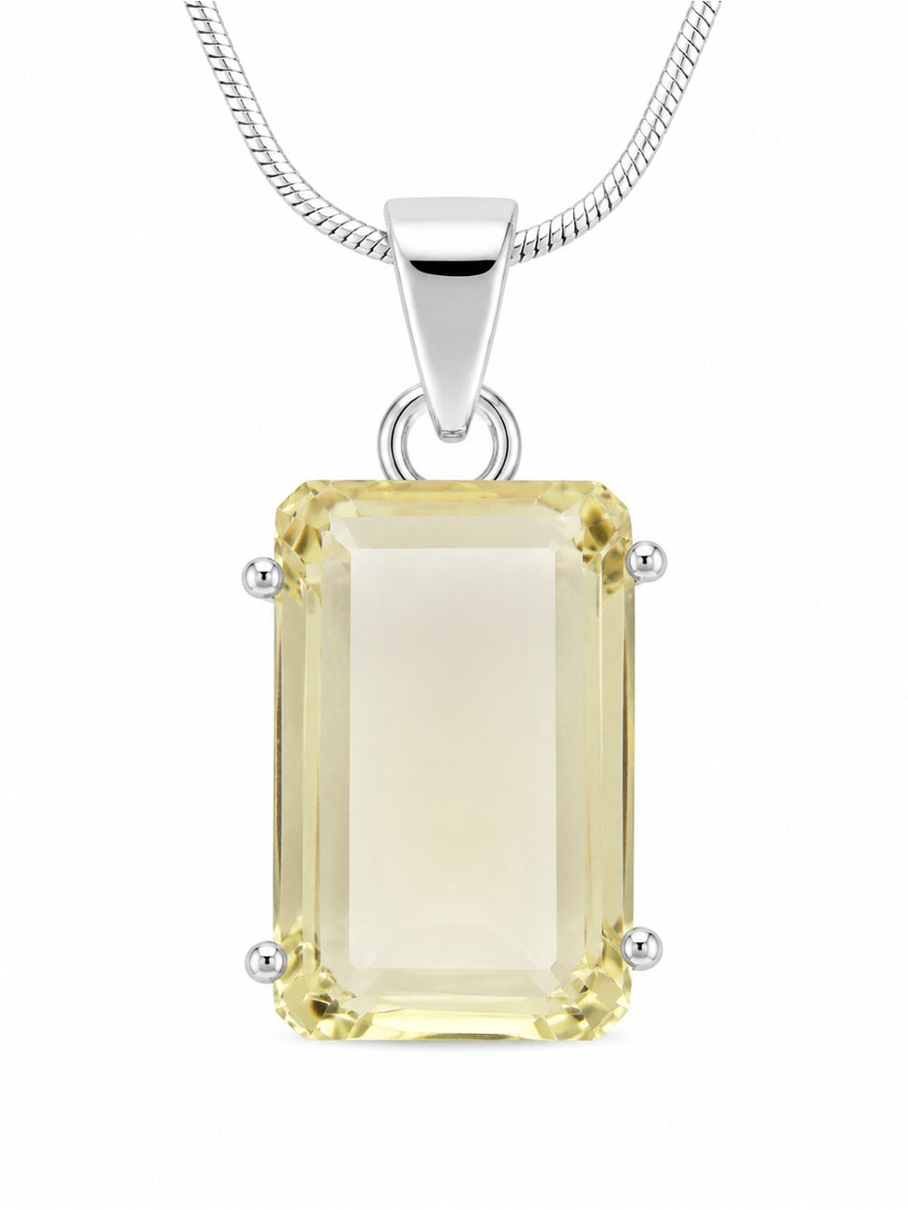 Lemon Quartz Rectangle-Cut Pendant