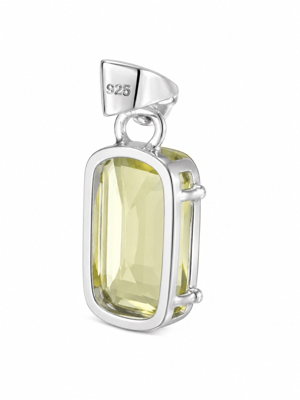 Lemon Quartz Rectangle-Cut Pendant