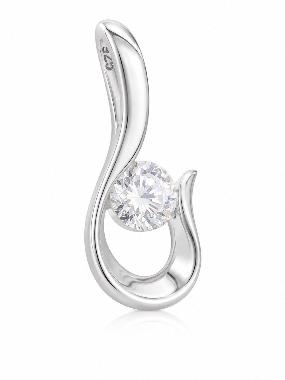 CZ Dainty Hook Silver Pendant