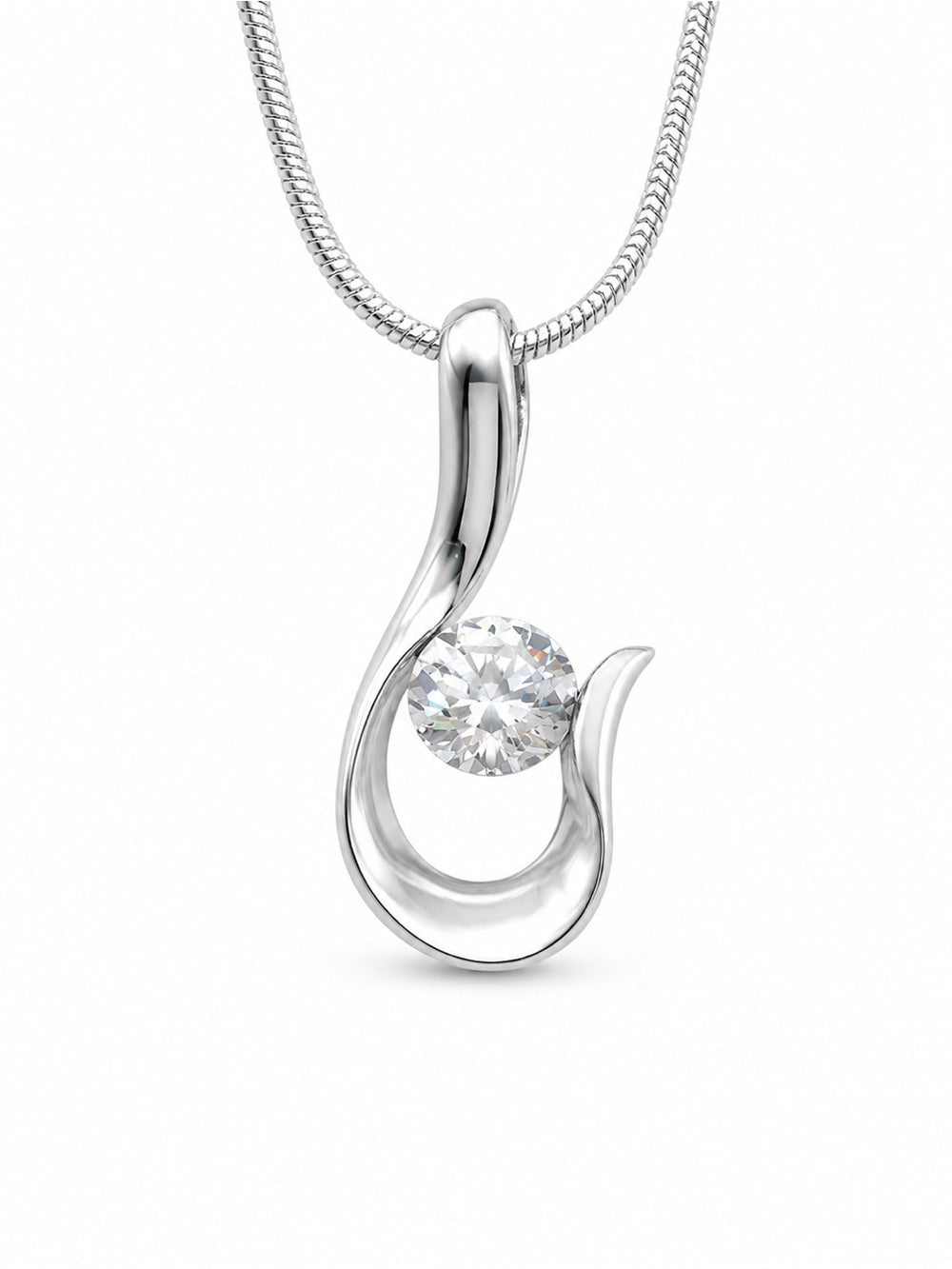 CZ Dainty Hook Silver Pendant