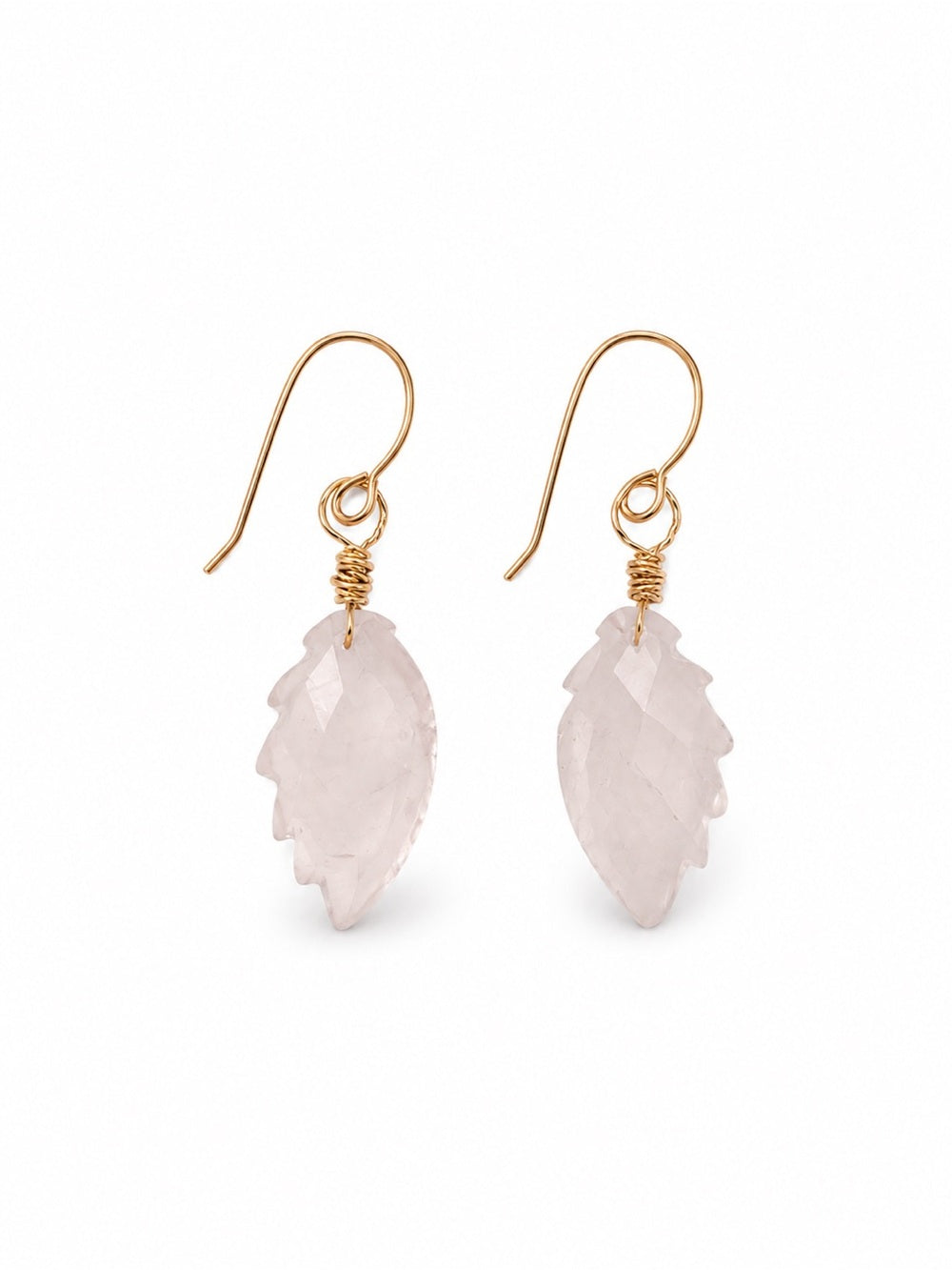 HK0082 Rose Quartz Wing Hook Earrings