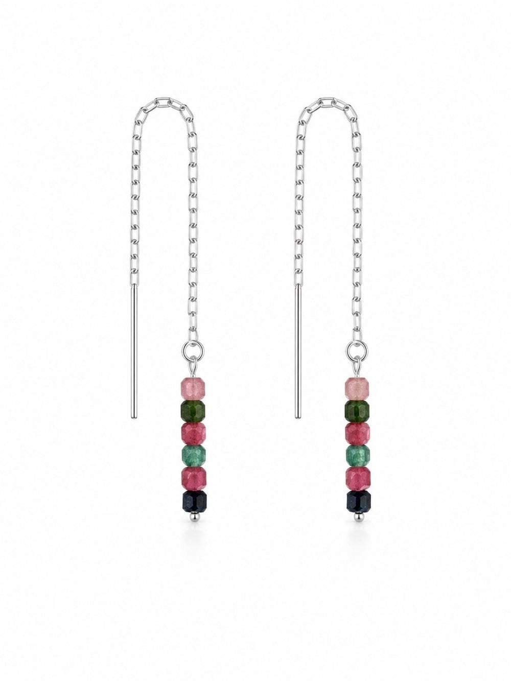TH080 Tourmaline Silver Threader Earrings