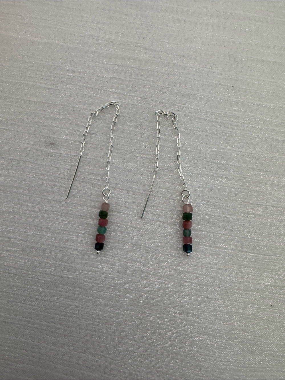 TH080 Tourmaline Silver Threader Earrings