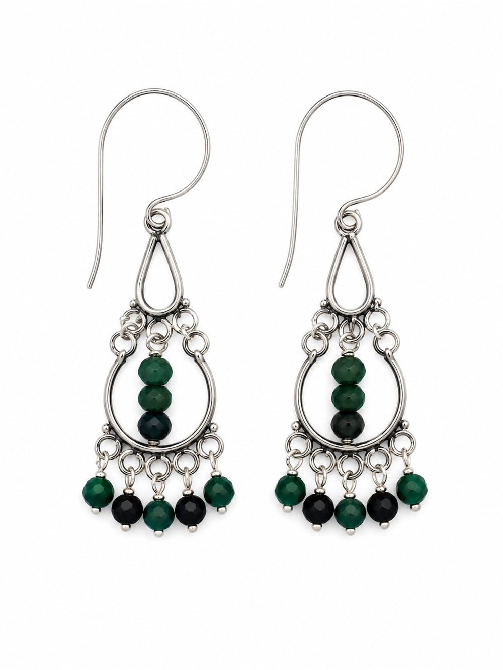 HK0085 Blue Tourmaline Silver Hook Earrings