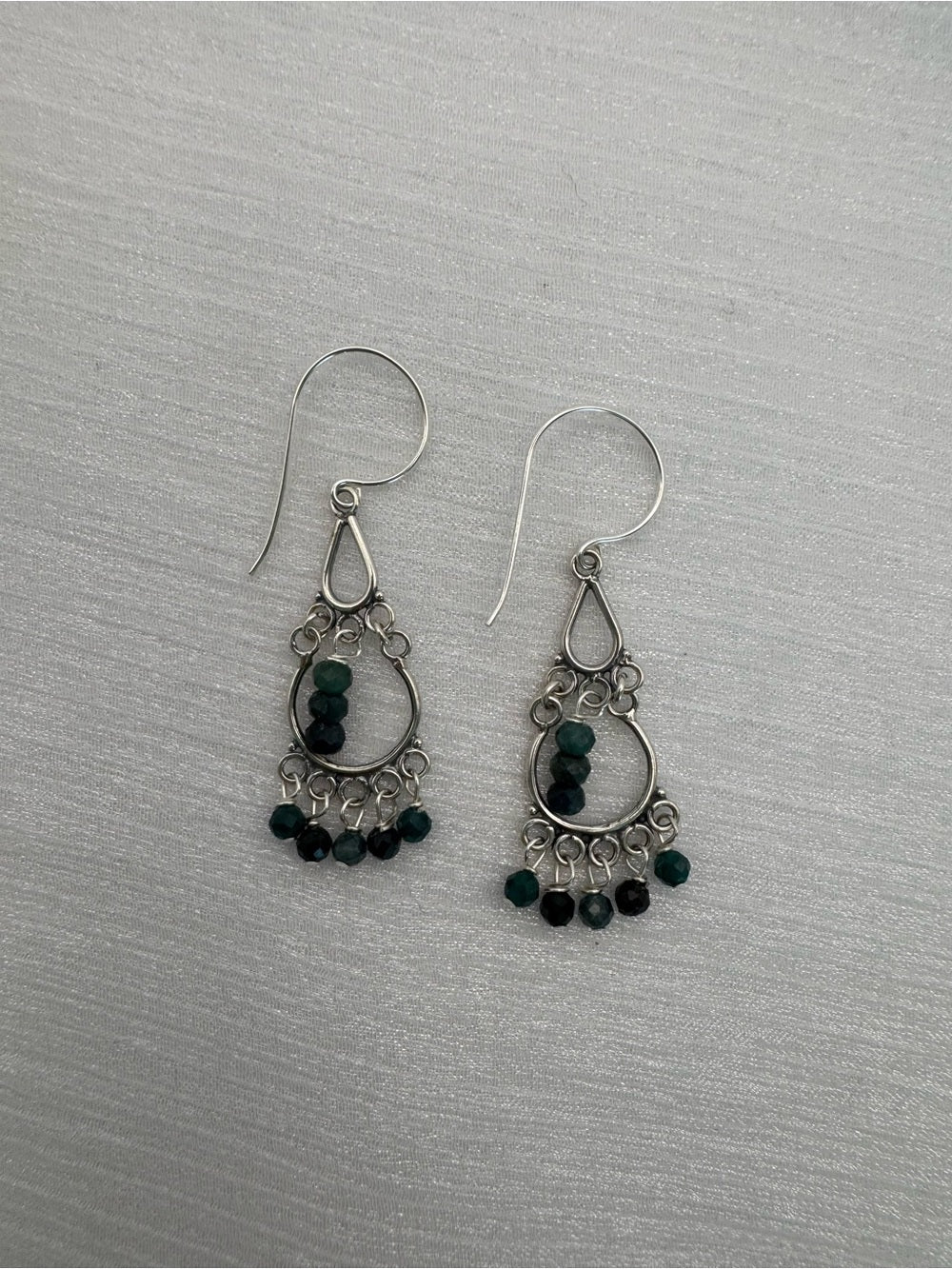 HK0085 Blue Tourmaline Silver Hook Earrings