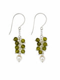 HK0080 Vesuvianite And Pearl Hook Earrings