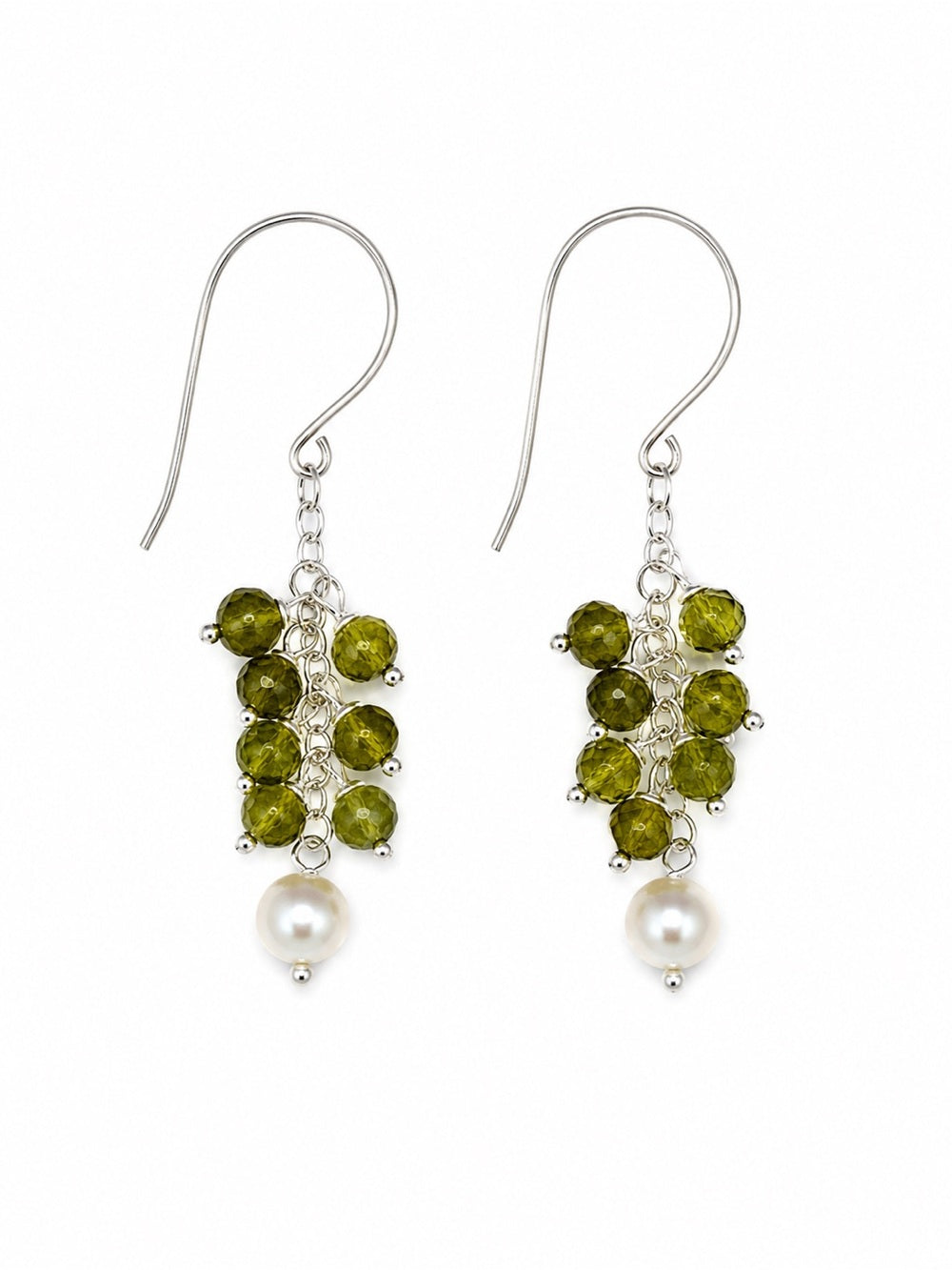 HK0080 Vesuvianite And Pearl Hook Earrings