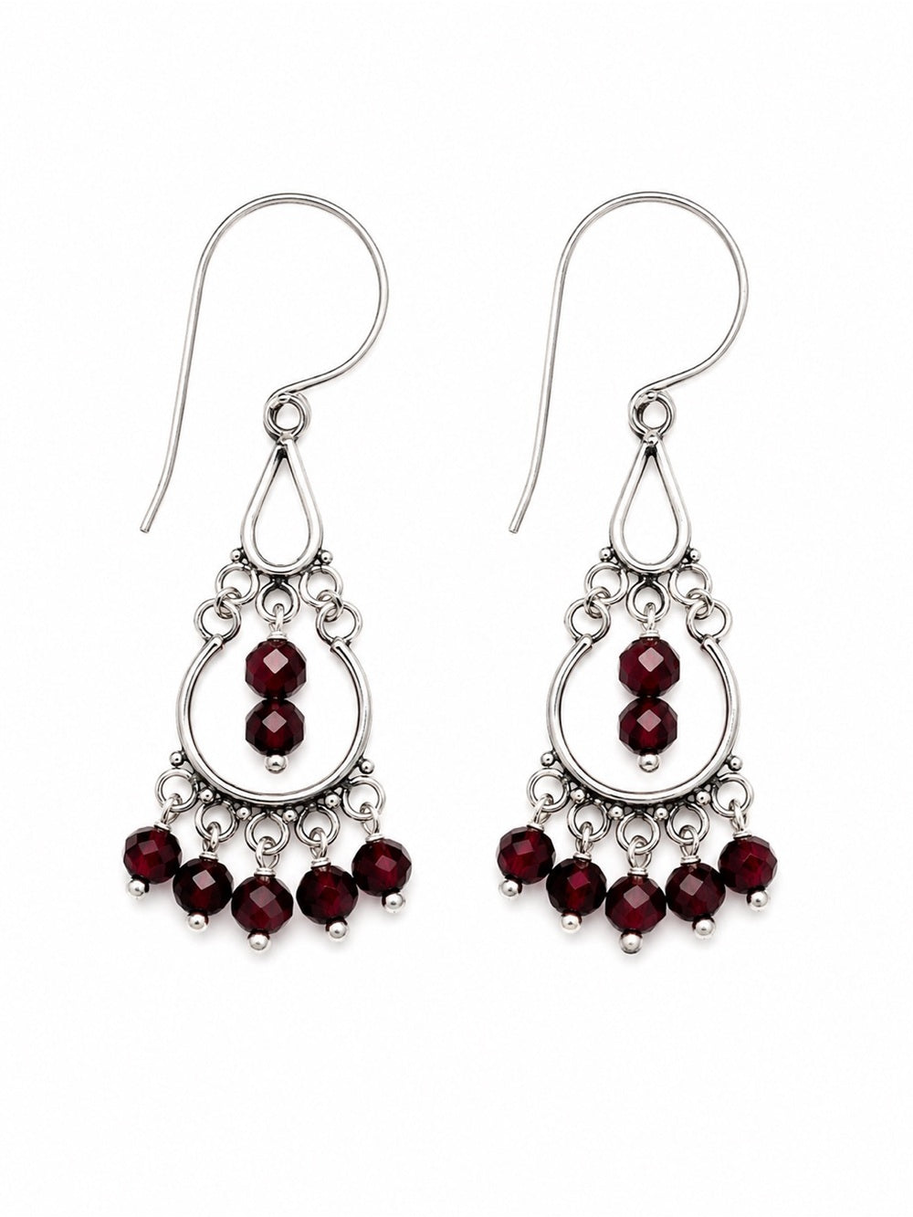 HK0084 Purple Garnet Chandelier Hook Earrings