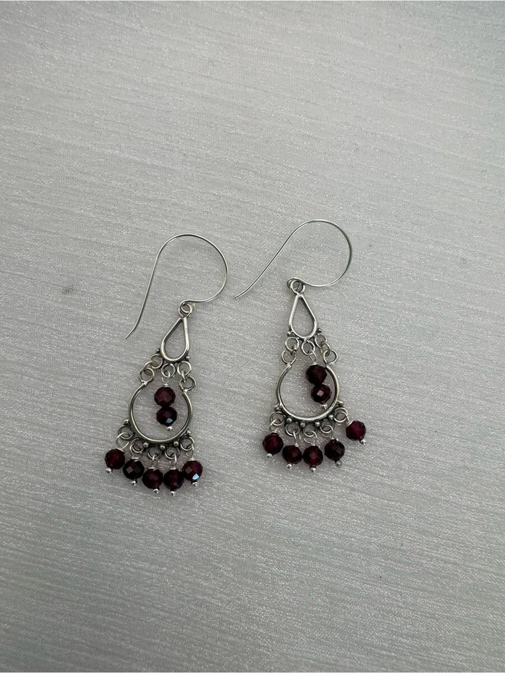 HK0084 Purple Garnet Chandelier Hook Earrings