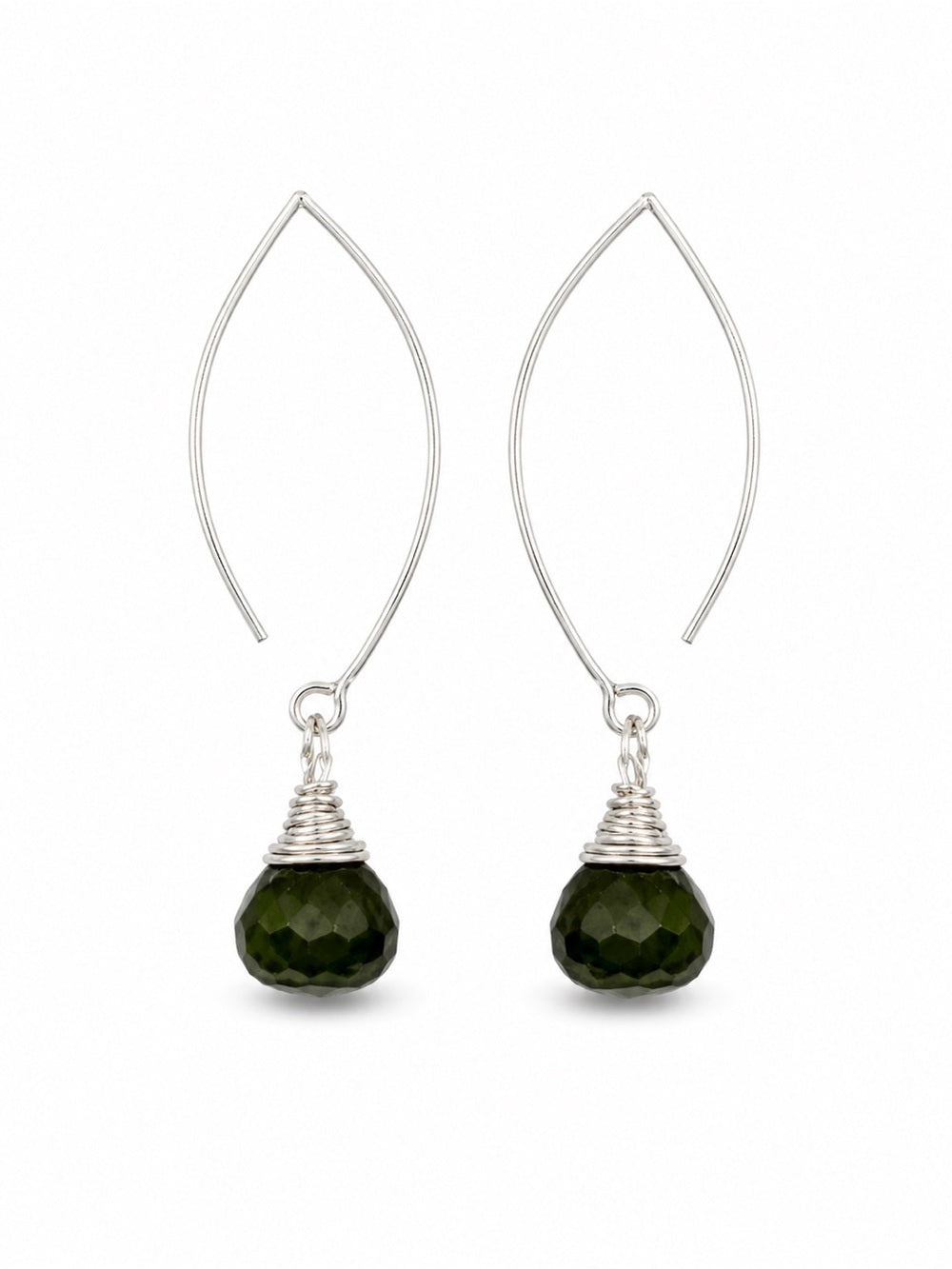 HT080 Vesuvianite Silver Hook Threader Earrings