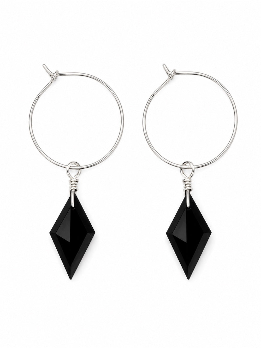 HP081 Black Onyx Diamond Hoops