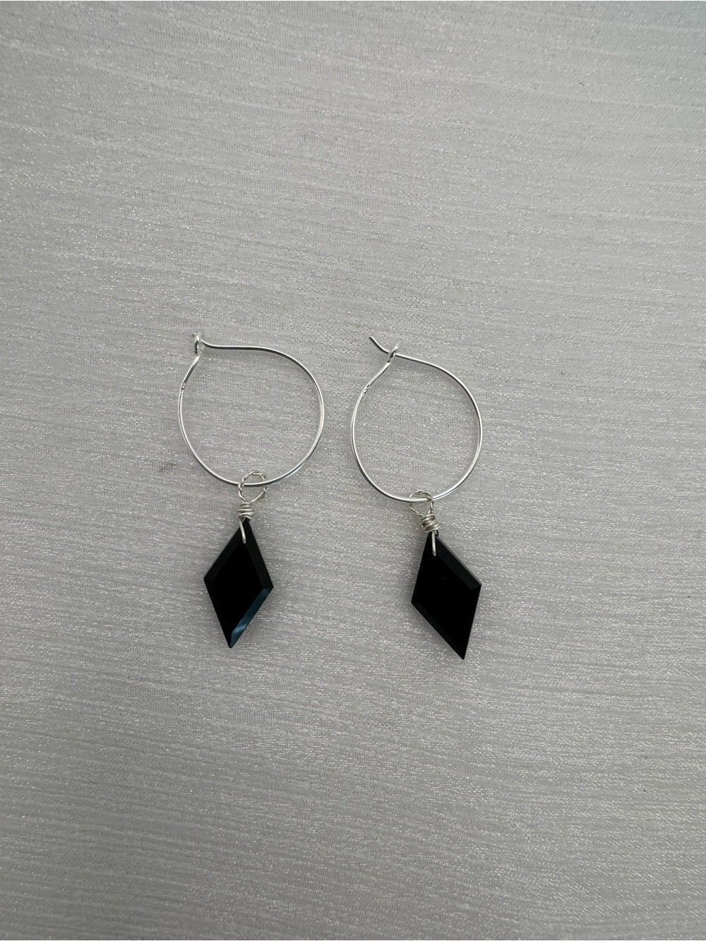 HP081 Black Onyx Diamond Hoops