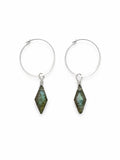 HP080 Labradorite Diamond Silver Hoops