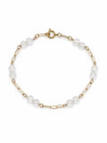 B082 White Topaz Gold Filled Paperclip Bracelet