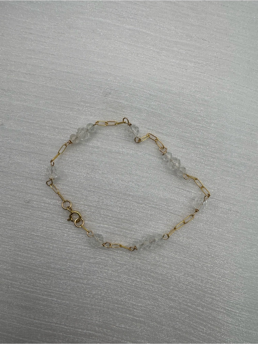 B082 White Topaz Gold Filled Paperclip Bracelet