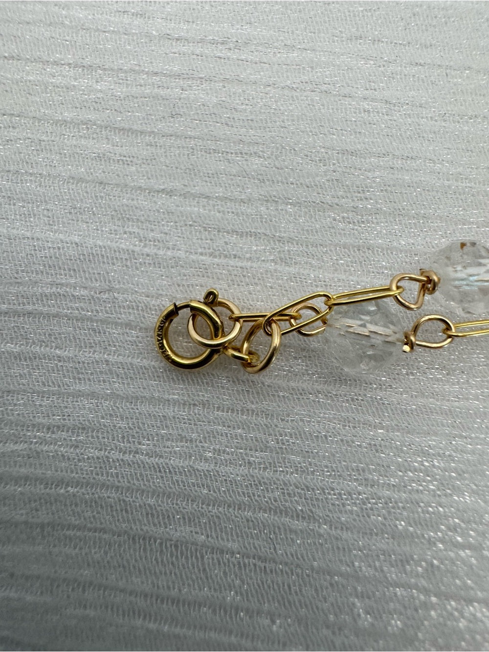 B082 White Topaz Gold Filled Paperclip Bracelet