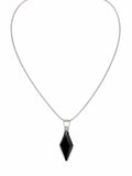N084 Black Onyx Diamond Shaped Silver Necklace