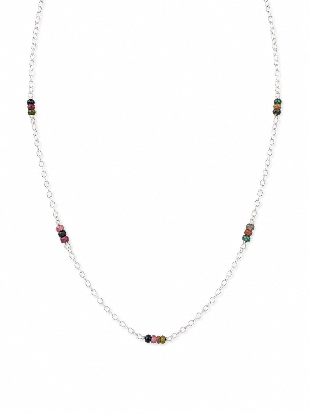 N089 Rainbow Tourmaline Silver Necklace