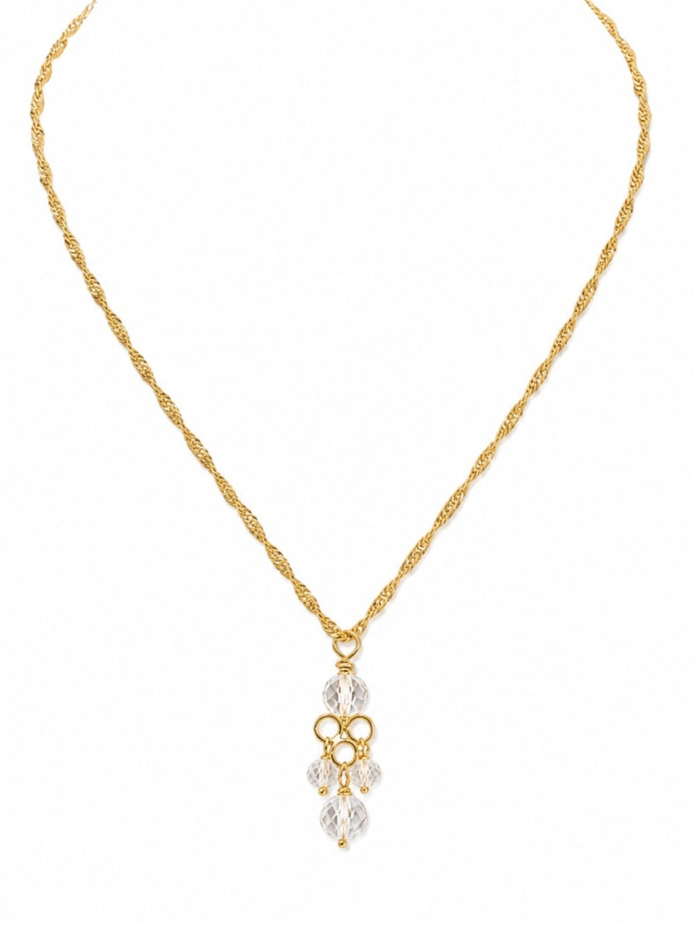 N088 White Topaz Gold Necklace
