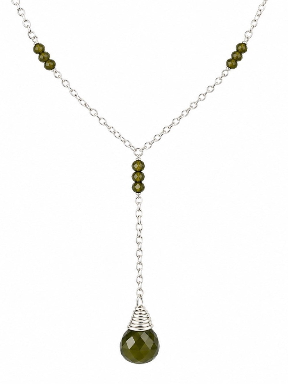 L080 Vesuvianite Sterling Silver Drop Necklace