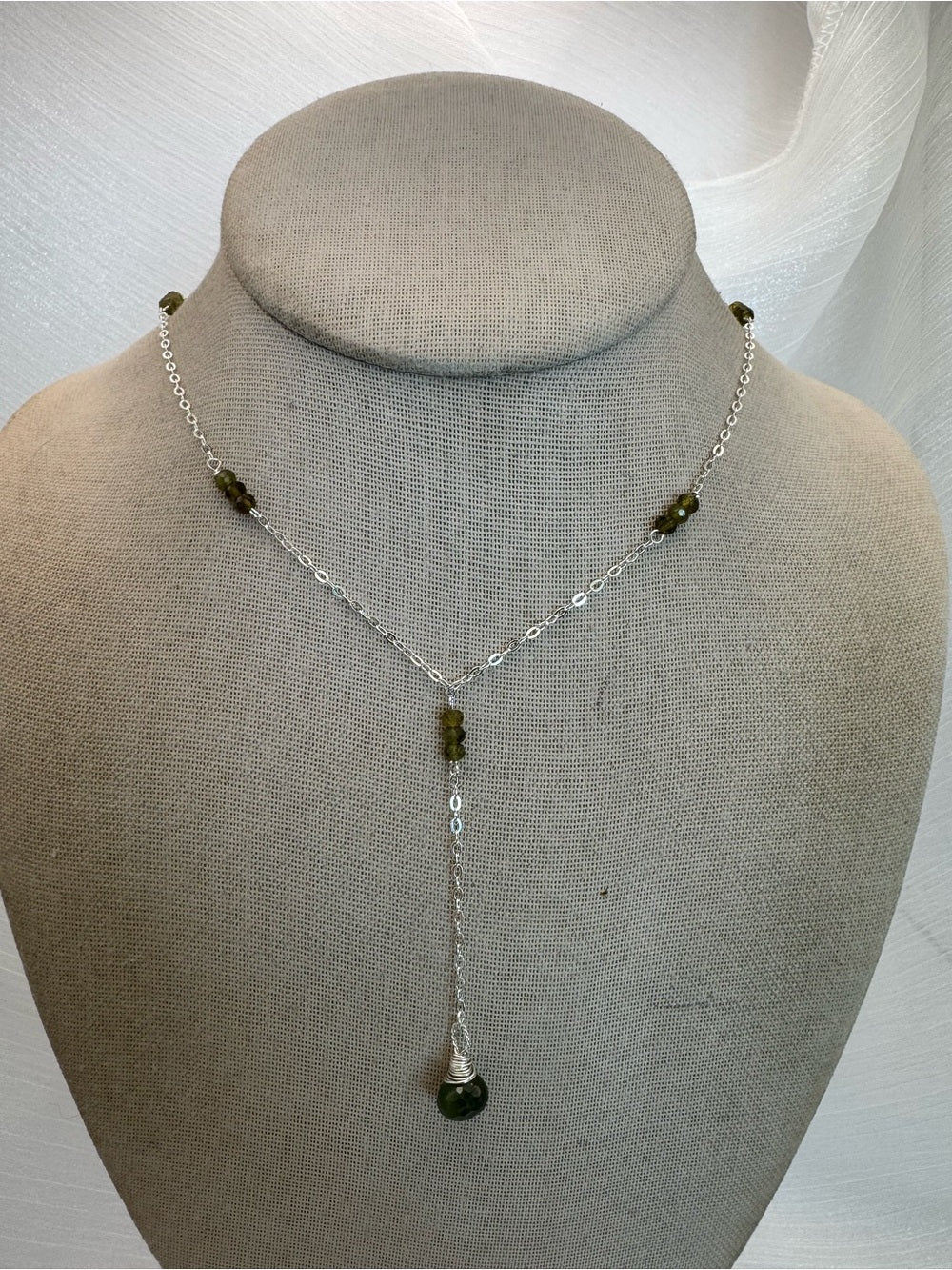 L080 Vesuvianite Sterling Silver Drop Necklace