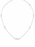 N087 White Topaz Silver Stationed Necklace