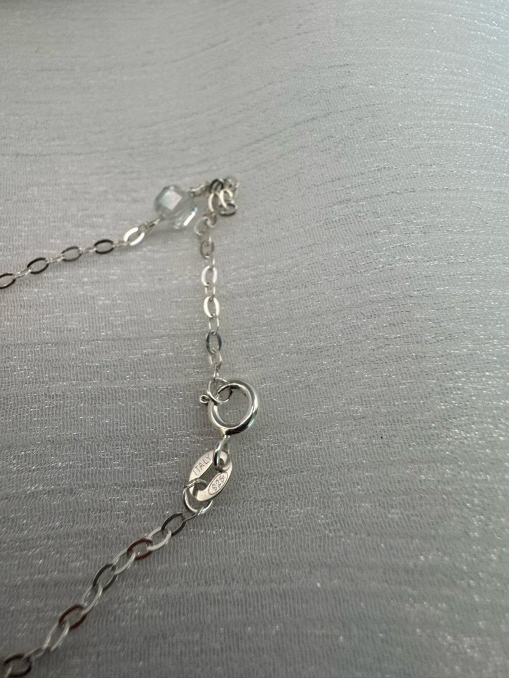 N087 White Topaz Silver Stationed Necklace