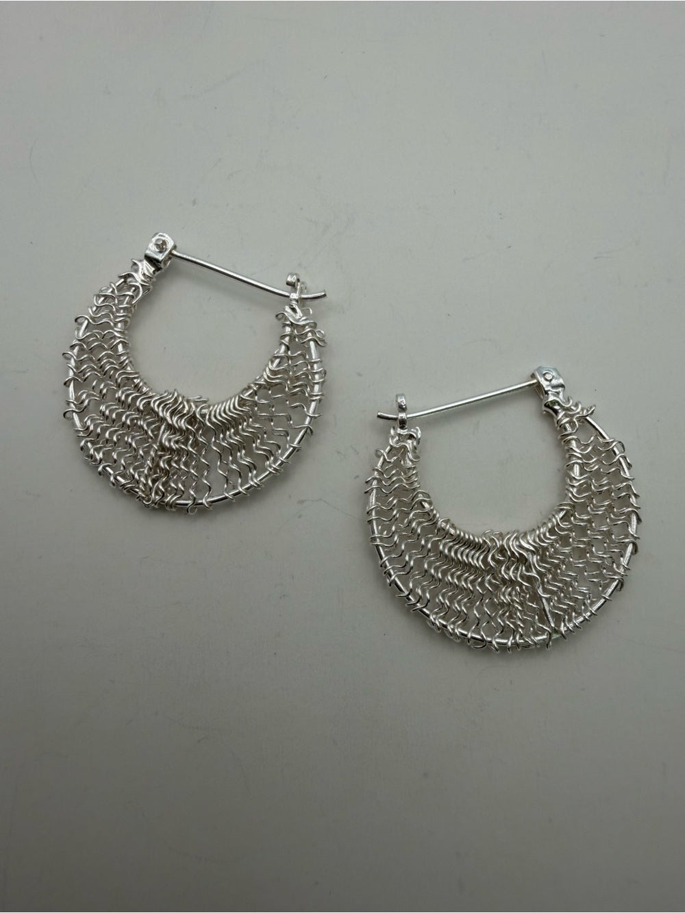 Sterling Silver Crescent Hoop Earrings