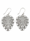 Sterling Silver Floral Leaf Hook Earrings