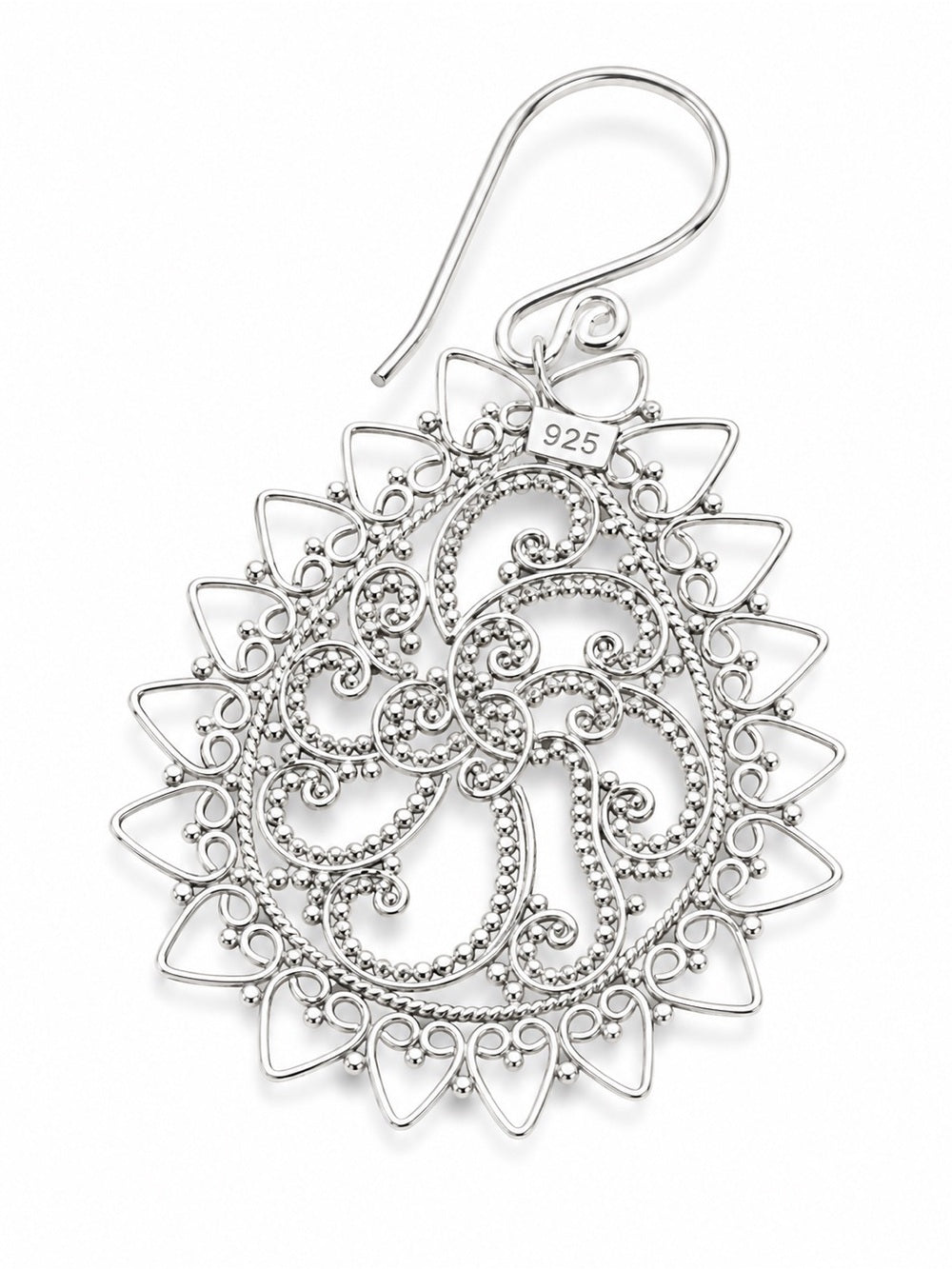 Sterling Silver Paisley Teardrop Hook Earrings