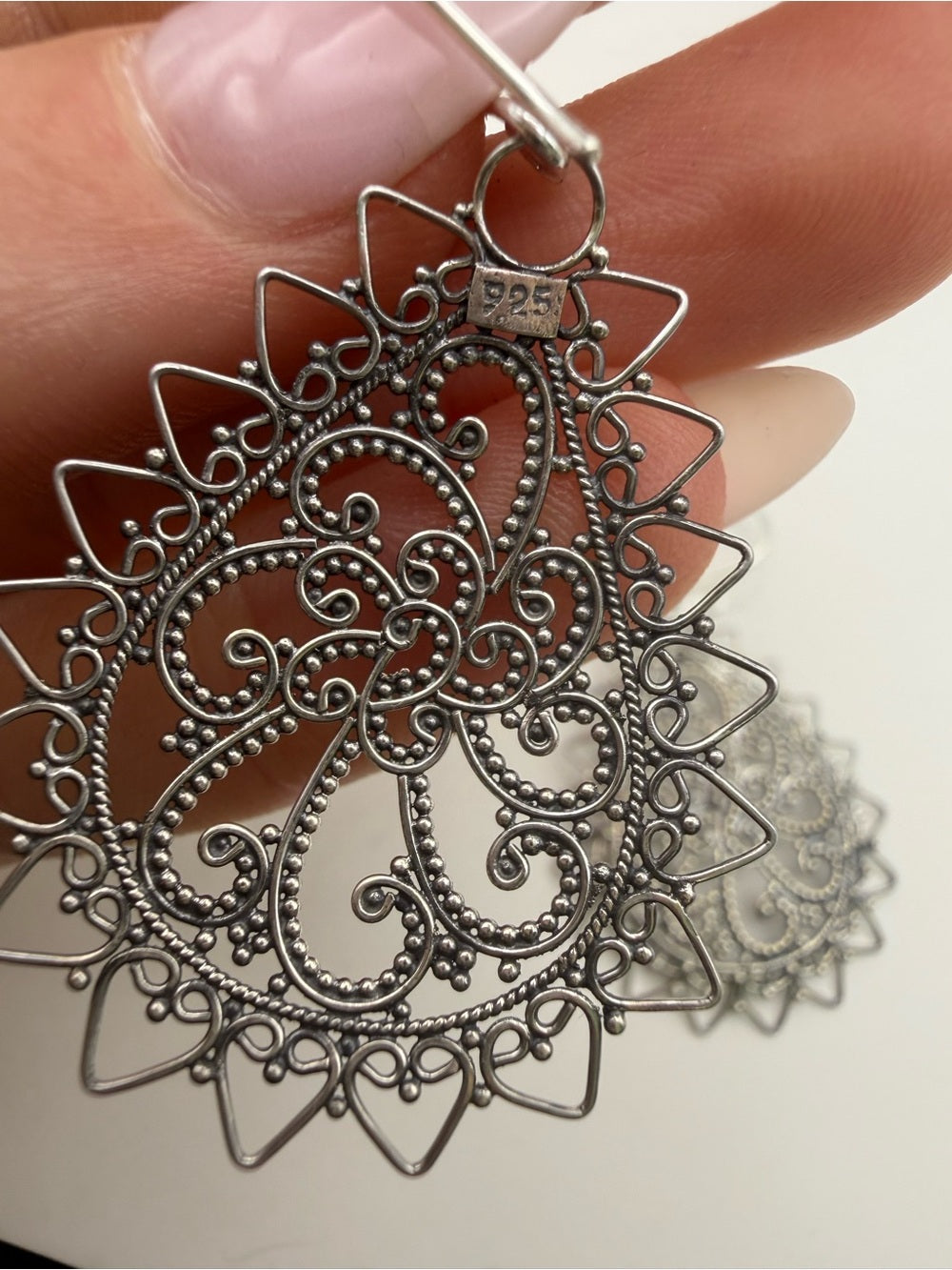 Sterling Silver Paisley Teardrop Hook Earrings