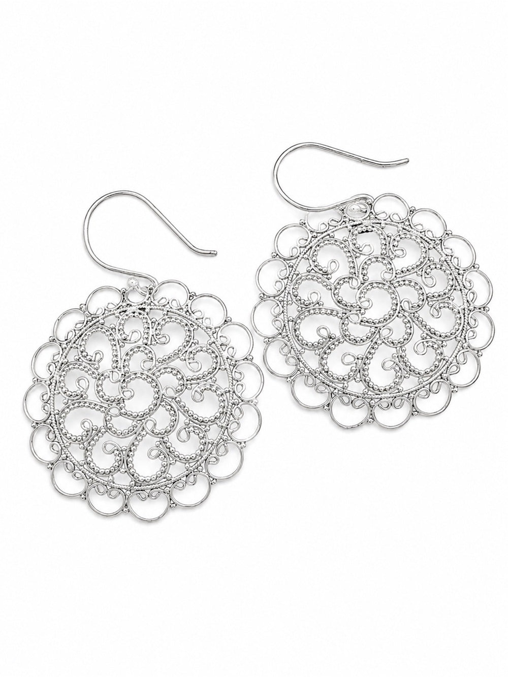 Sterling Silver Paisley Circle Hook Earrings