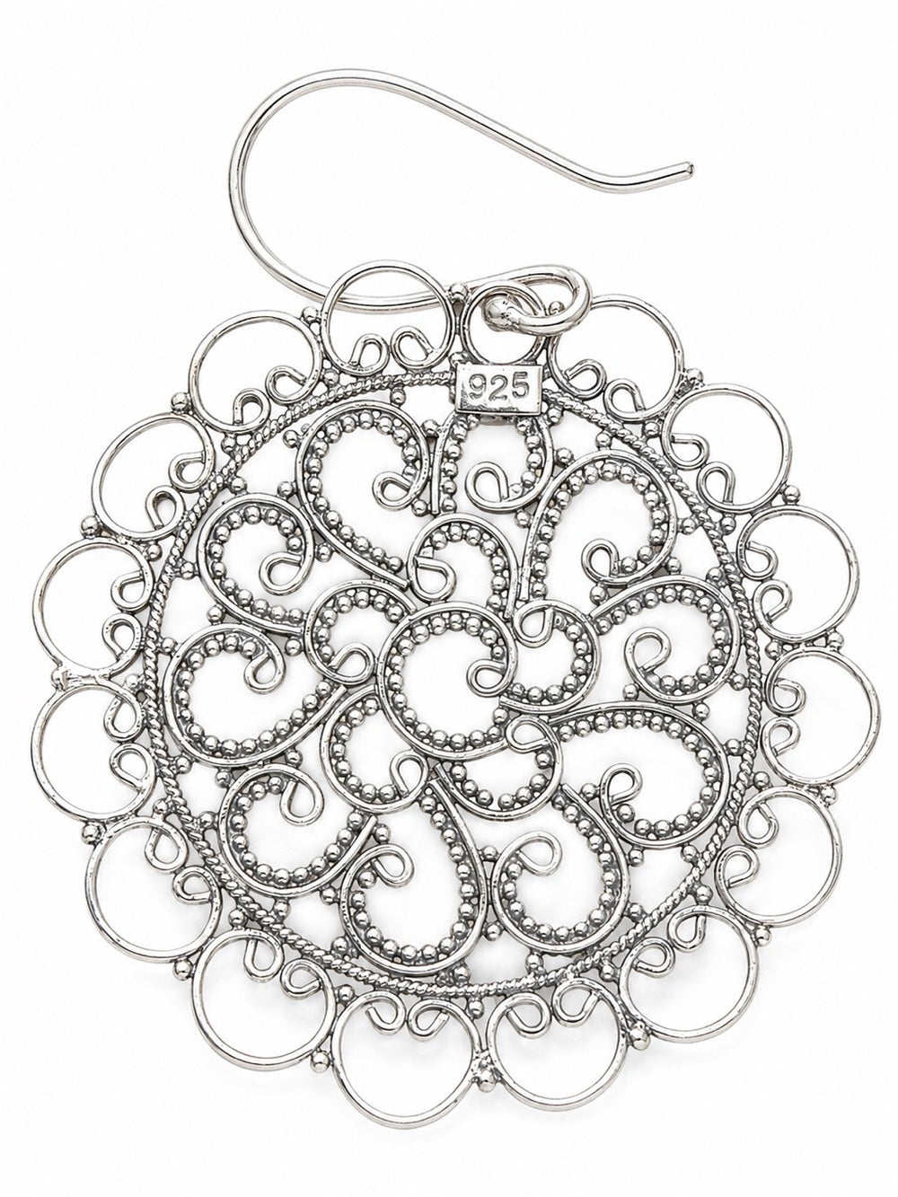 Sterling Silver Paisley Circle Hook Earrings
