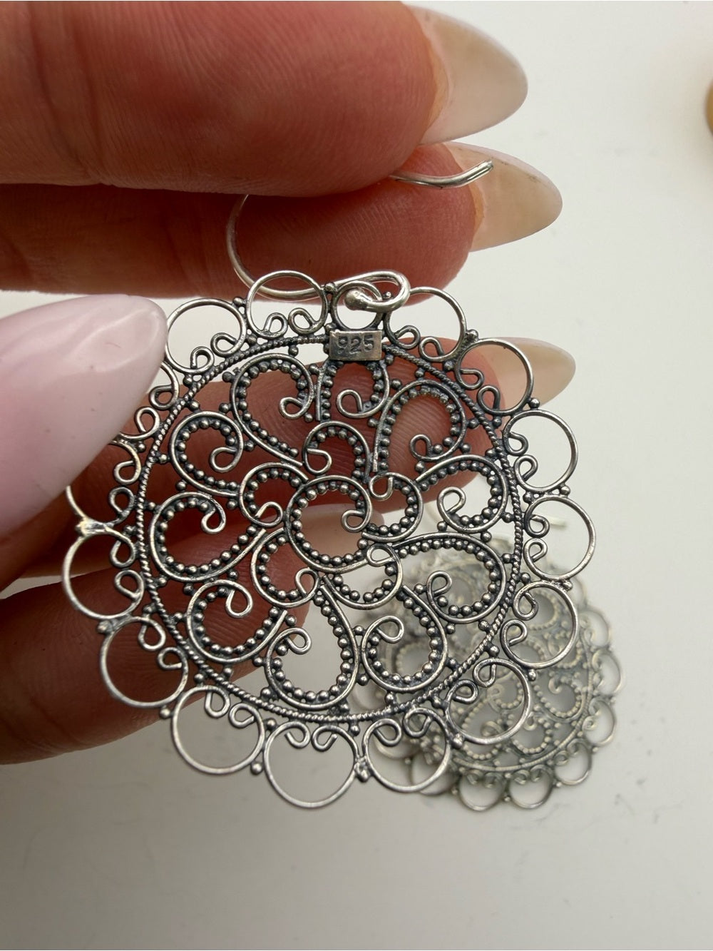 Sterling Silver Paisley Circle Hook Earrings