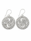 Sterling Silver Swirly Circle Hook Earrings