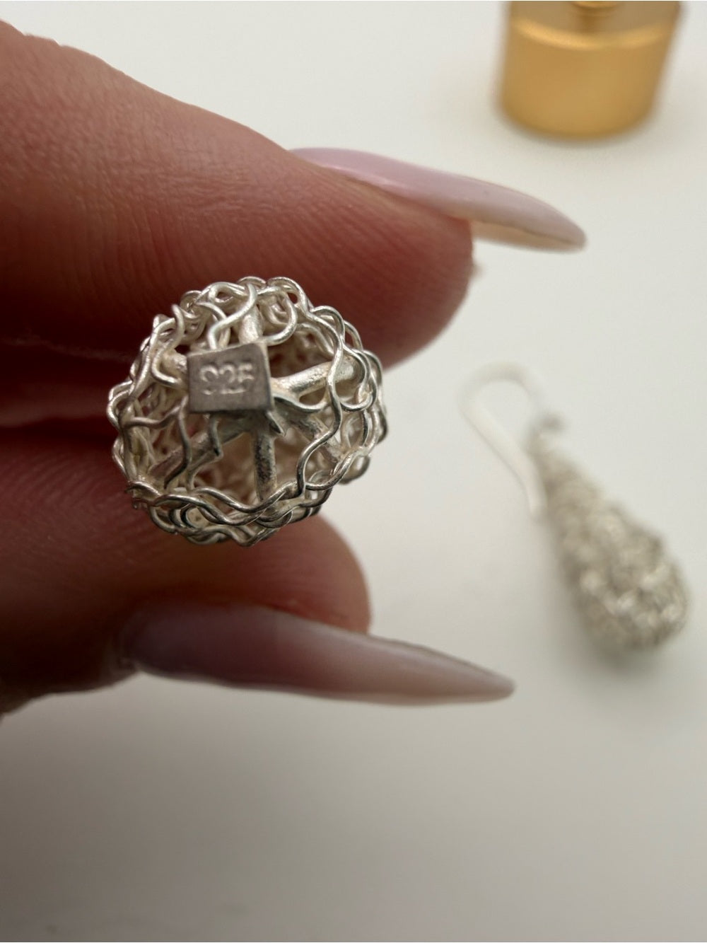 Sterling Silver Lace Teardrop Earrings