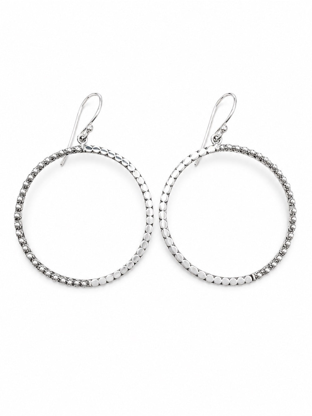Sterling Silver Large Open Circle Hook Earrings