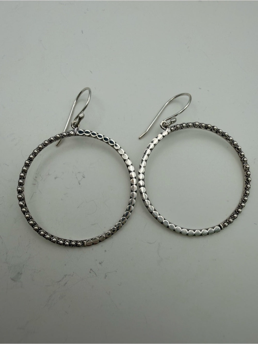 Sterling Silver Large Open Circle Hook Earrings