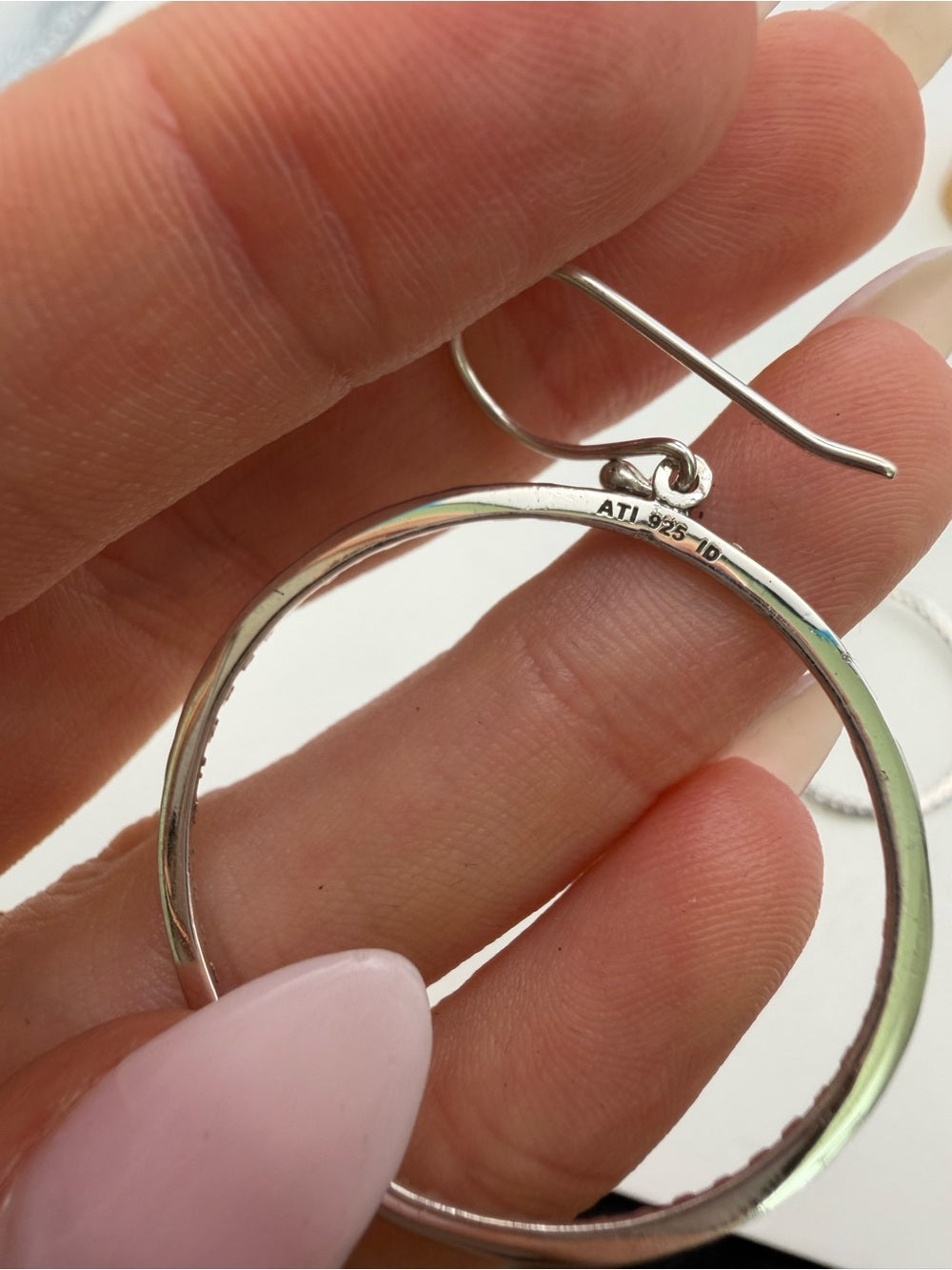 Sterling Silver Large Open Circle Hook Earrings