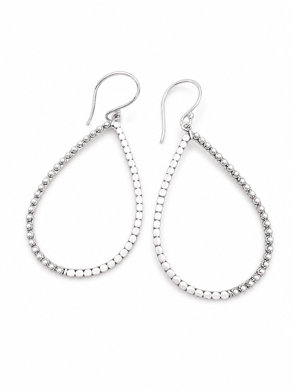 Sterling Silver Large Open Teardrop Hook Earrings